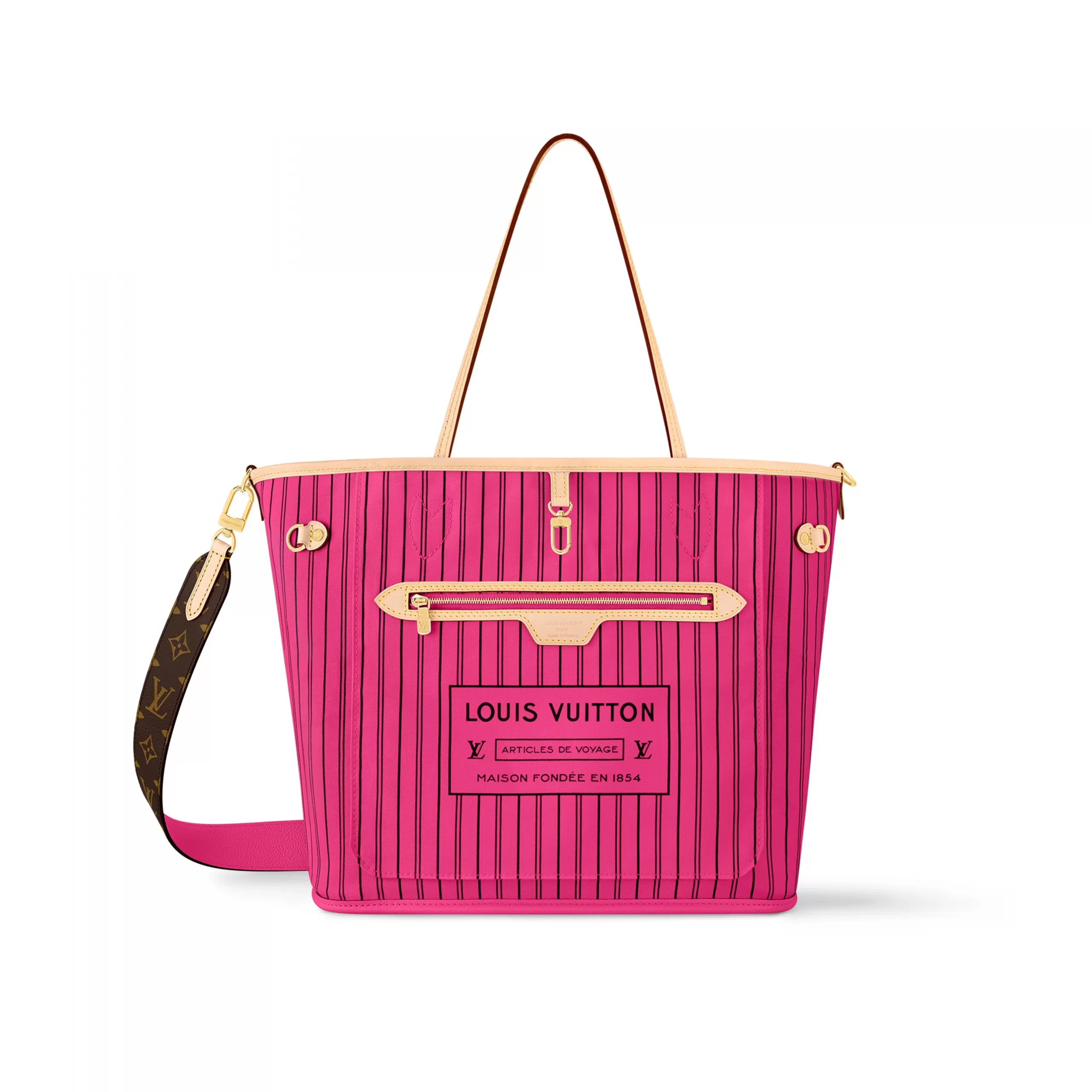 Louis Vuitton M12257 Neverfull Bandoulière Inside Out MM MMonogram/Rose Pondichery Louis Vuitton M12257 Neverfull Bandoulière Inside Out MM MMonogram/Rose Pondichery