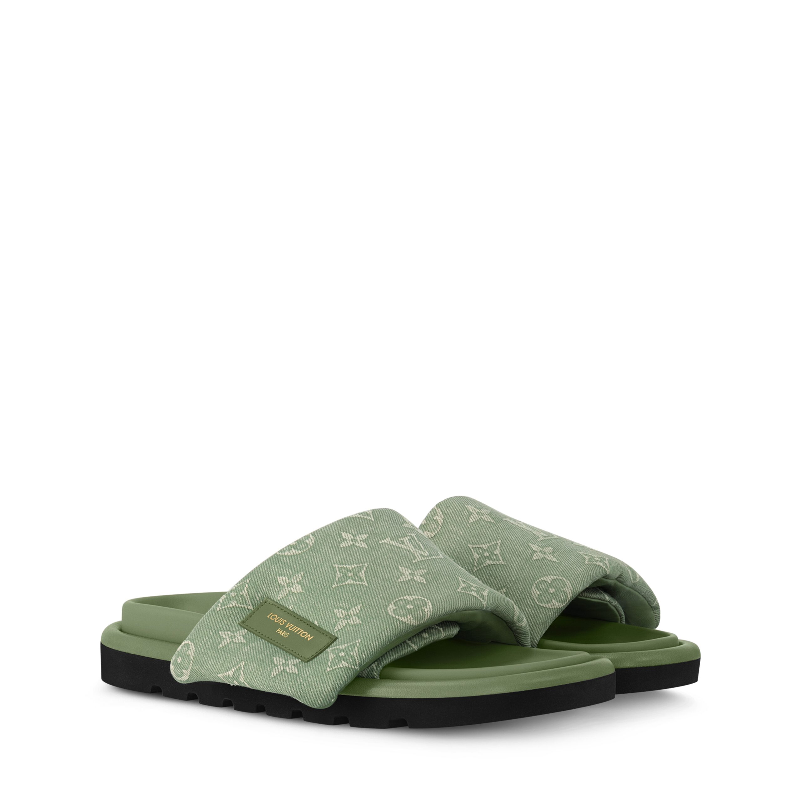 Louis Vuitton 1ACJ0A Pool Pillow Flat Comfort Mule Khaki Green Louis Vuitton 1ACJ0A Pool Pillow Flat Comfort Mule Khaki Green